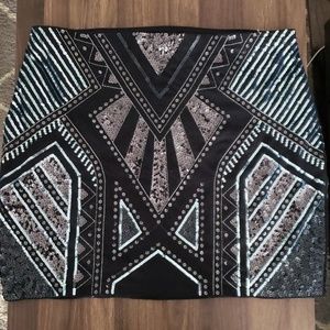 Express large bodycon sequin skirt